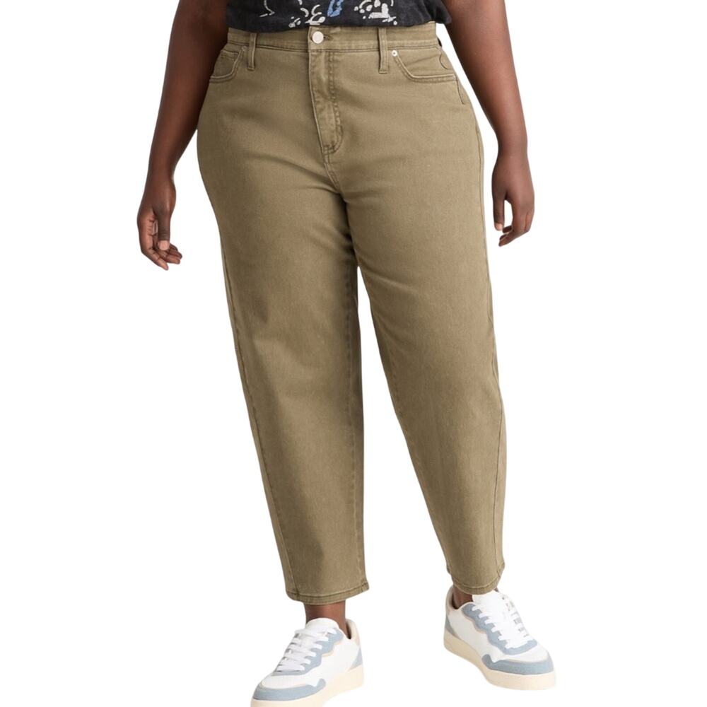 NWT Terra & Sky High Rise Barrel Jeans in Olive Wash Comfy Stretch Size 24W